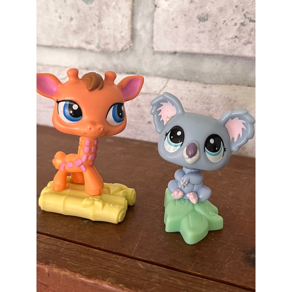 LPS Littlest Pet Shop Pair of 2 McDonald's 2010 Bobbleheads Giraffe Koala Bear